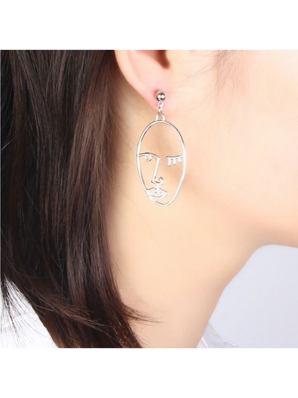 Abstract Picasso Wink Face Earrings - Picture 2 of 3